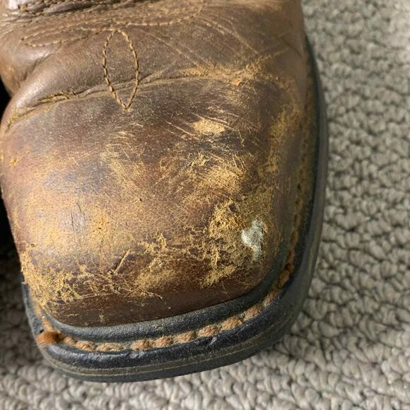 Ariat Mens Boots Size 9EE‎ Brown Gold Leather Pull On Square Toe Western - Picture 4 of 12